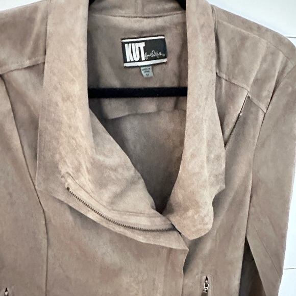 KUT FROM THE KLOTH M Moto mocha faux suede drape jacket shabby chic boho - Picture 5 of 14